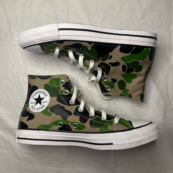 Converse Shoes - NEW Converse Women Shoes 8 Casual Green Camo Brown Sneakers